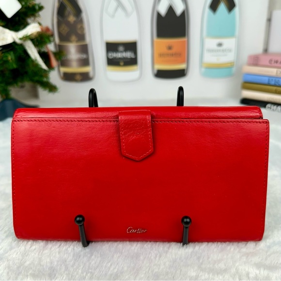 Cartier Red Leather long wallet bifold - Picture 2 of 13